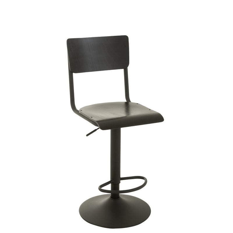 Modern bar stool black - wood/metal - 2 pieces - height adjustable
