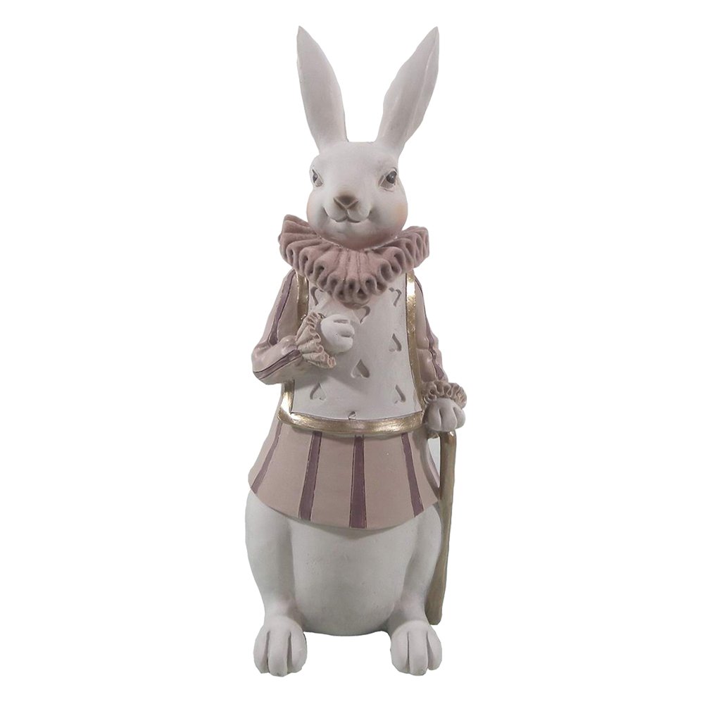 Sculptuur Wit Roze, Polyresin 11x10x27 cm