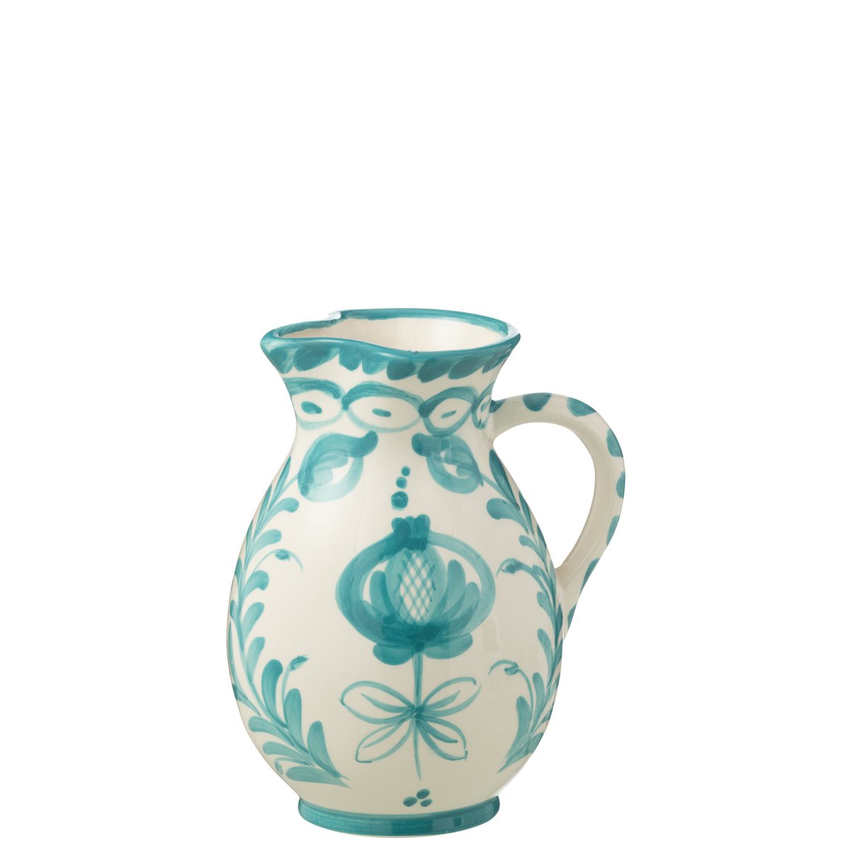 J-Line Pitcher Granada Keramik Weiß/Aqua-Medium