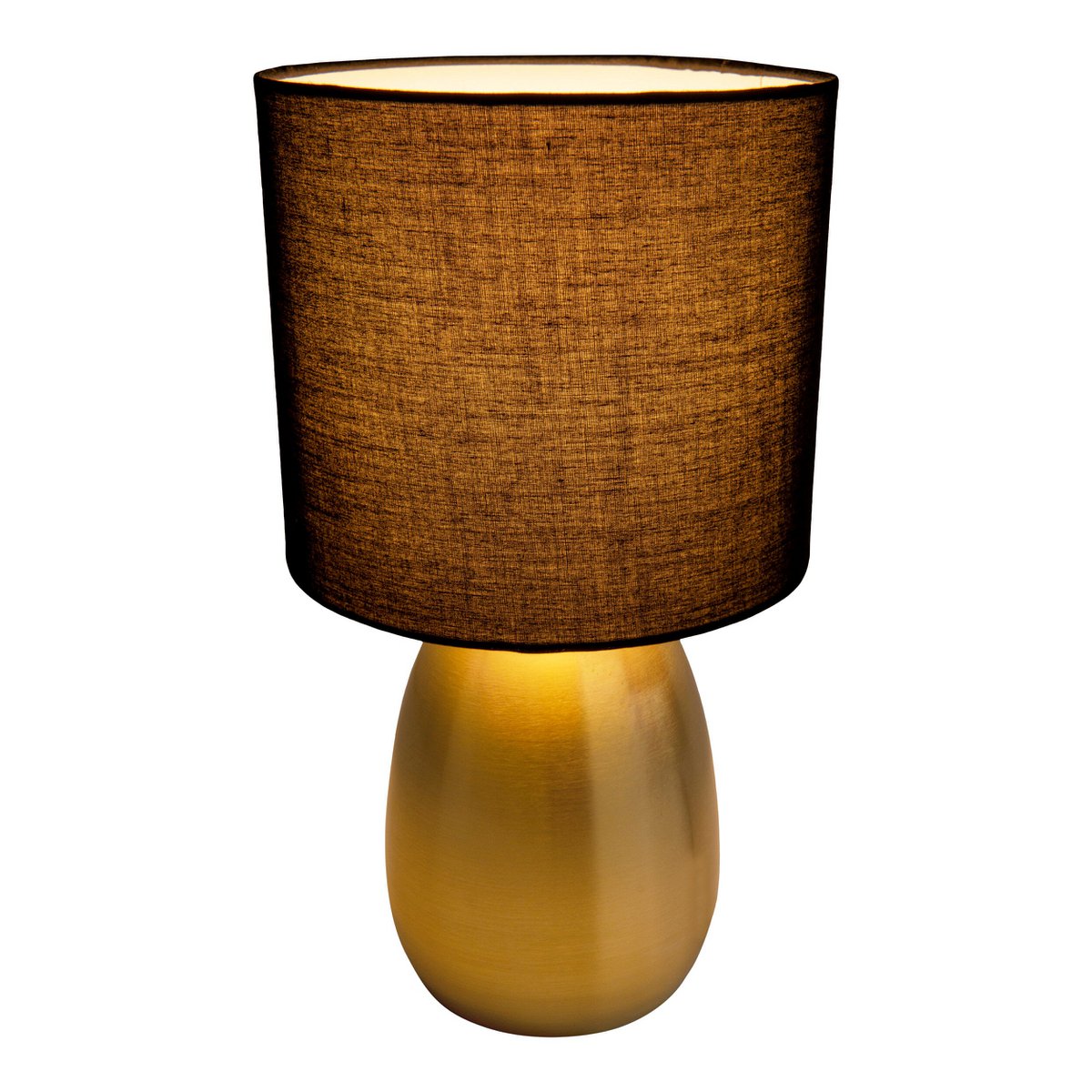 Tischleuchte "AURUM" 33 cm hoch in Gold/schwarz, aus Metall und Textil, mit E14-Fassung, Beleuchtung für Esszimmer, Wohnzimmer, Diele oder Büro