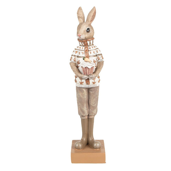 Decorative statue rabbit brown beige 7x7x28 cm