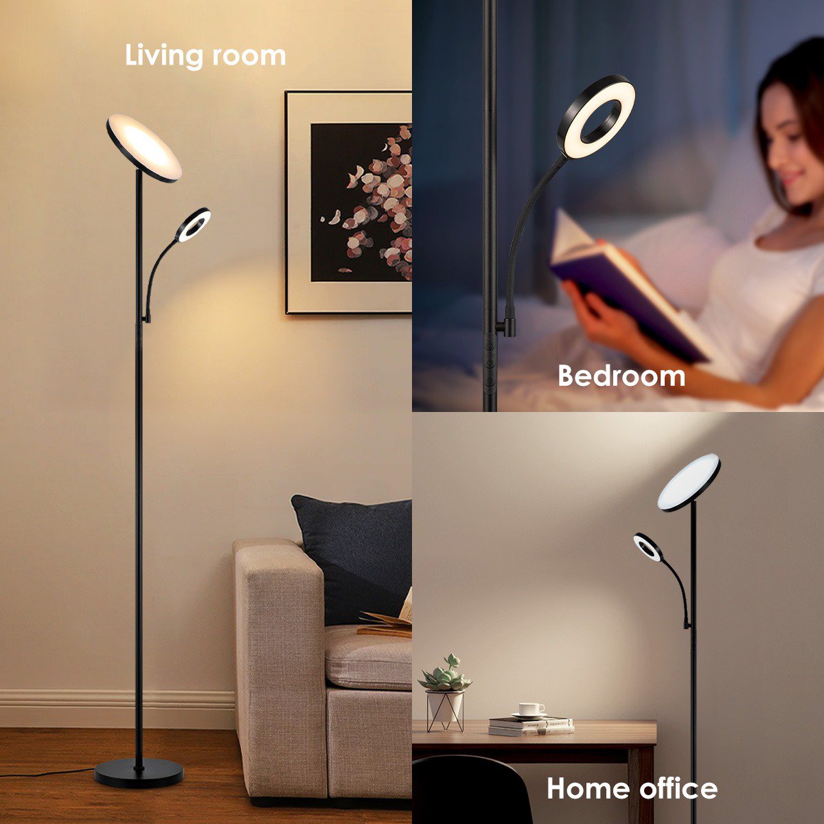 LED-Leselampe Boden – Modernes Schwarz