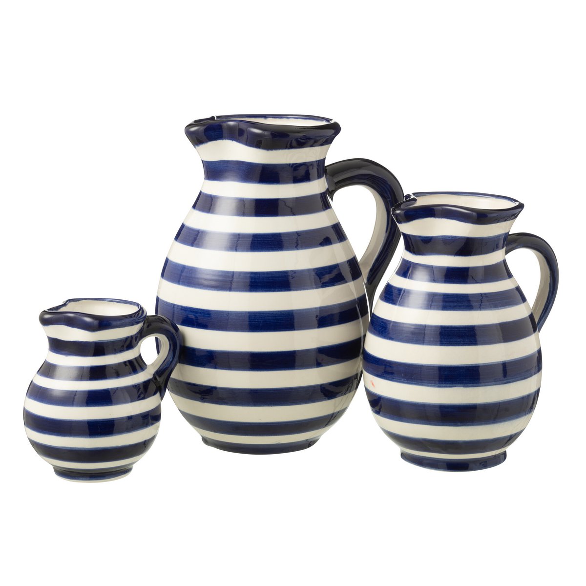 J-Line-Krug Granada Streifen Keramik Weiß/Kobalto Blau groß