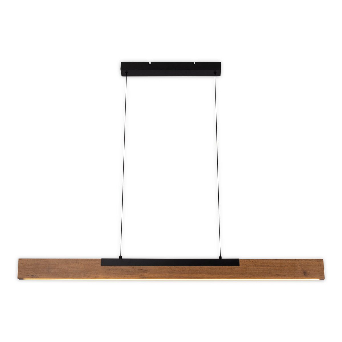 LED Pendelleuchte "WILMA" aus Metall und Holz (MDF) in Schwarz und Braun, ca. 122,2 cm lang, ca. 150 cm hoch, höhenverstellbar, mit integriertem Leuchtmittel, dimmbar, mit Memory-Effekt