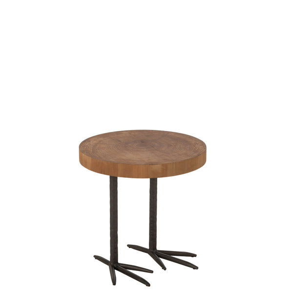 Modern Stool with Bird's Foot Design – Wood Look &amp; Iron, Natural/Black