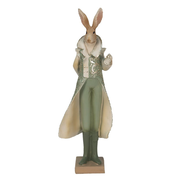Decorative Statue Rabbit Green, Brown, Beige 11x8x33 cm