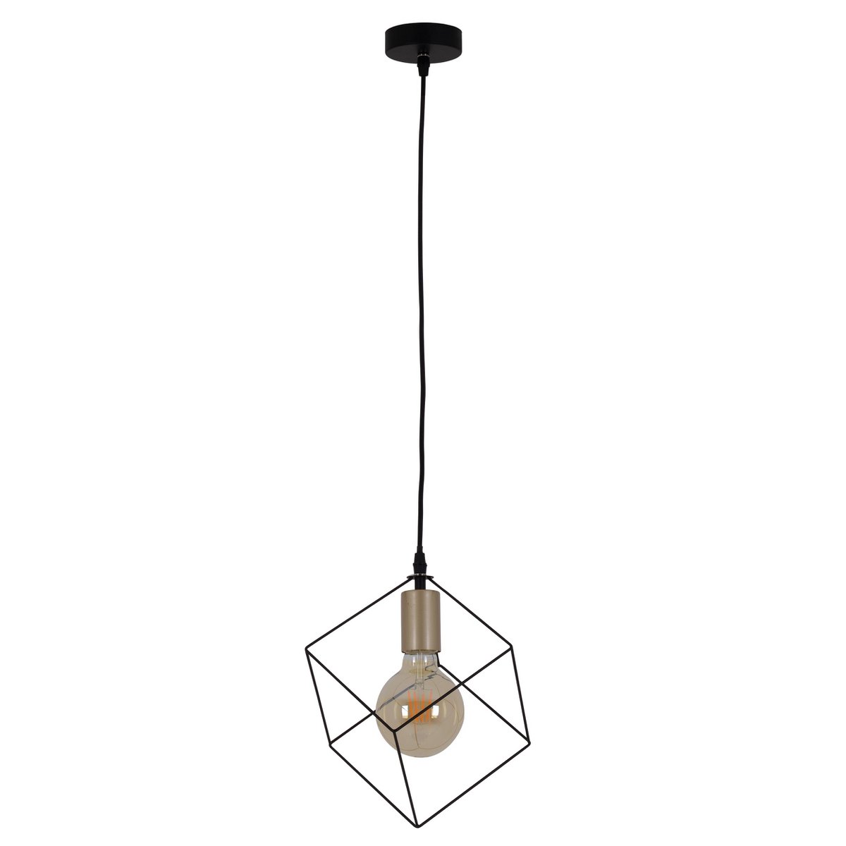 Pendelleuchte "CANTO", Hängelampe in Metall schwarz und Gold, E27-Fassung, für Esszimmer, Wohnzimmer, Diele oder Büro, 26 x 26 cm