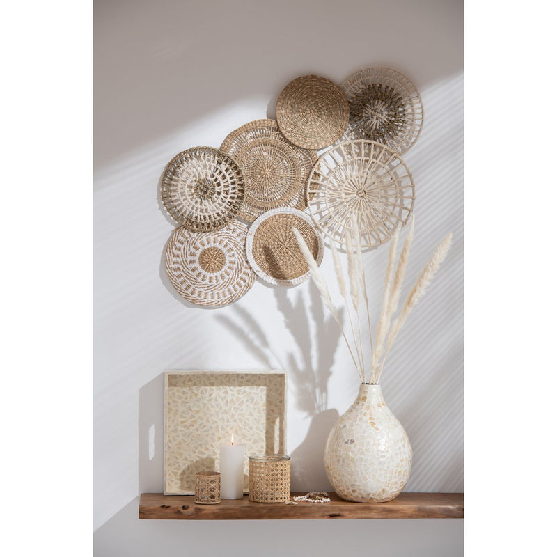 Wanddeko Kreise Jute Baumwolle Natur Weiß 90cm Boho Circles
