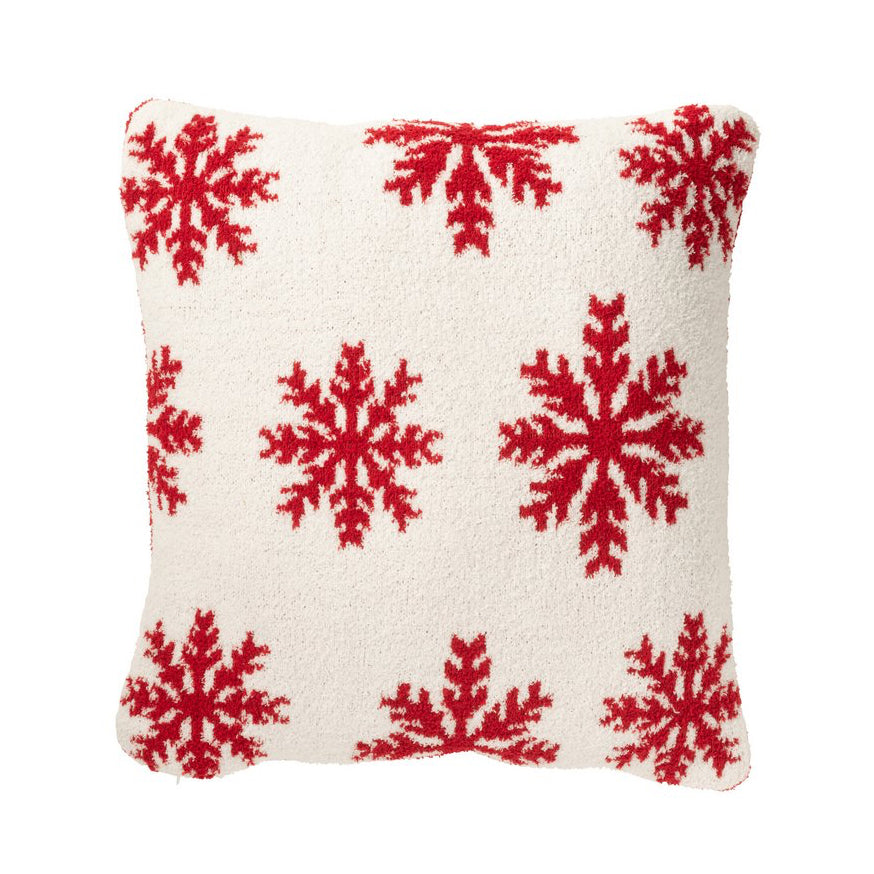 Dekokissen Schneeflocken Baumwolle Rot Weiß