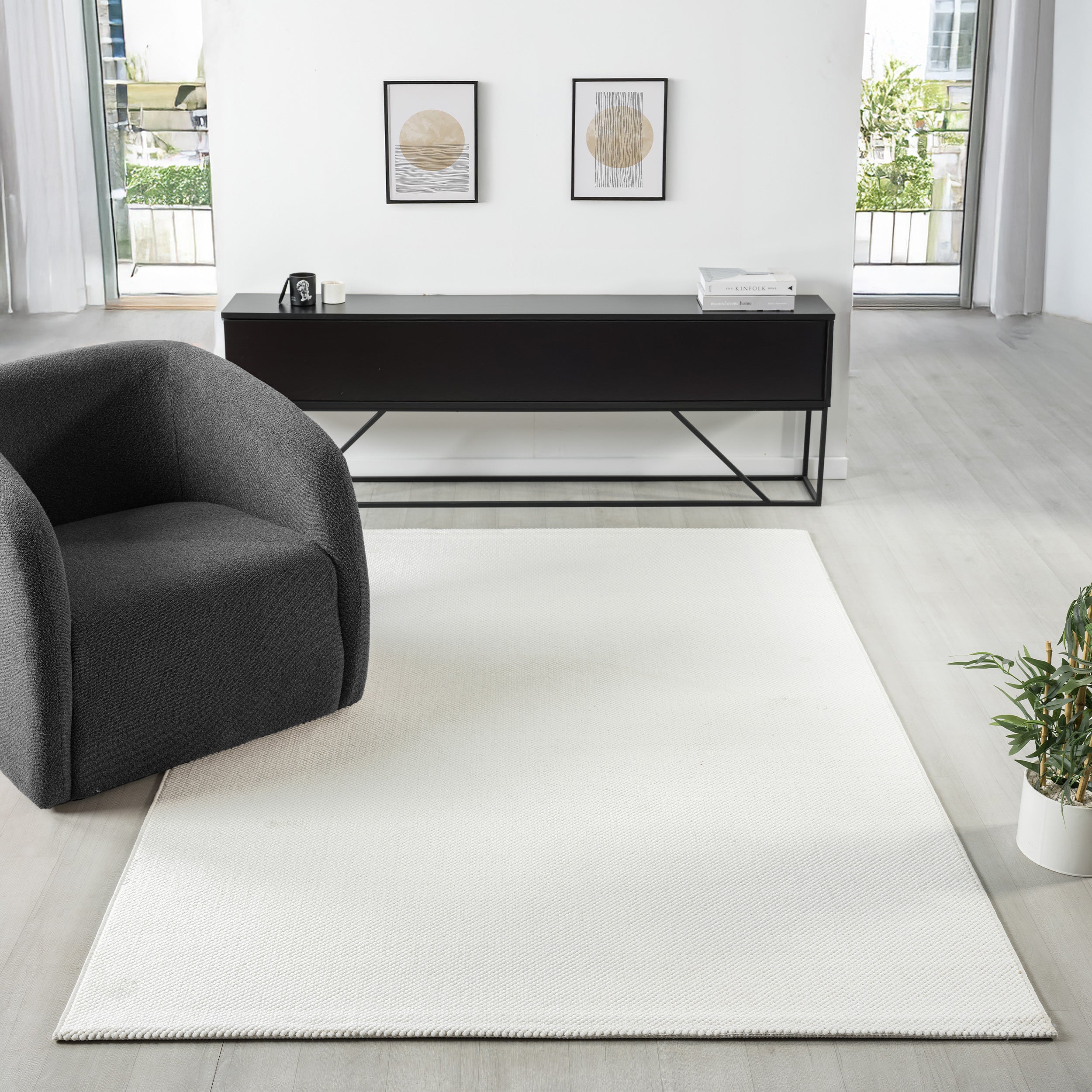 Sehrazat Premium Lima 3050 Collectie Crème - Modern designtapijt met 3D-effect