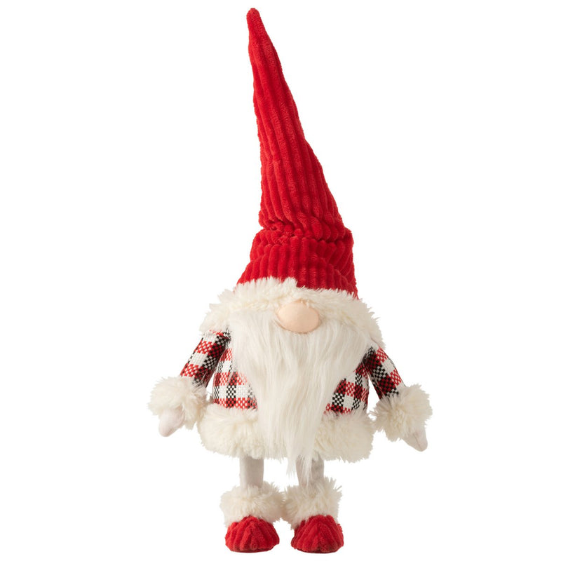 Kabouterfiguur Staand Bewegend Pluche Rood Wit 48 cm