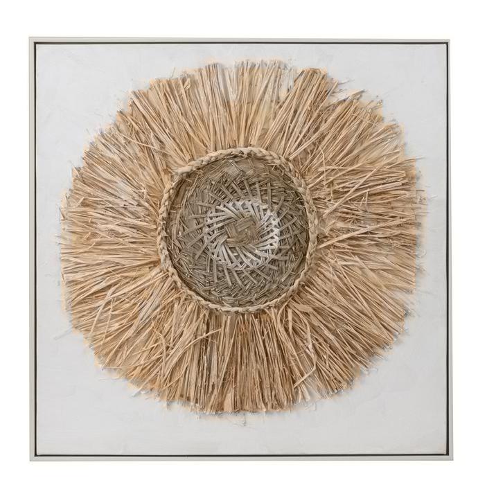 Wall decoration Ibiza Boho circle natural material, cream white, 70 cm