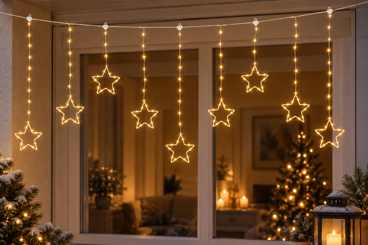 LED Lichtvorhang Sternenglanz warmweiß 156 LEDs 120 cm für Innen und Außen