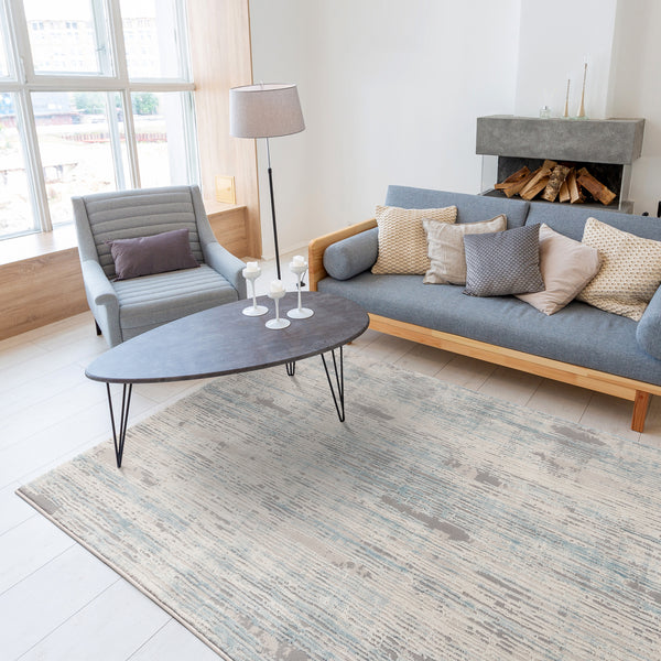 Sehrazat tapijtserie Amatis 6610 Collectie Blauw - modern designtapijt met 3D-effect