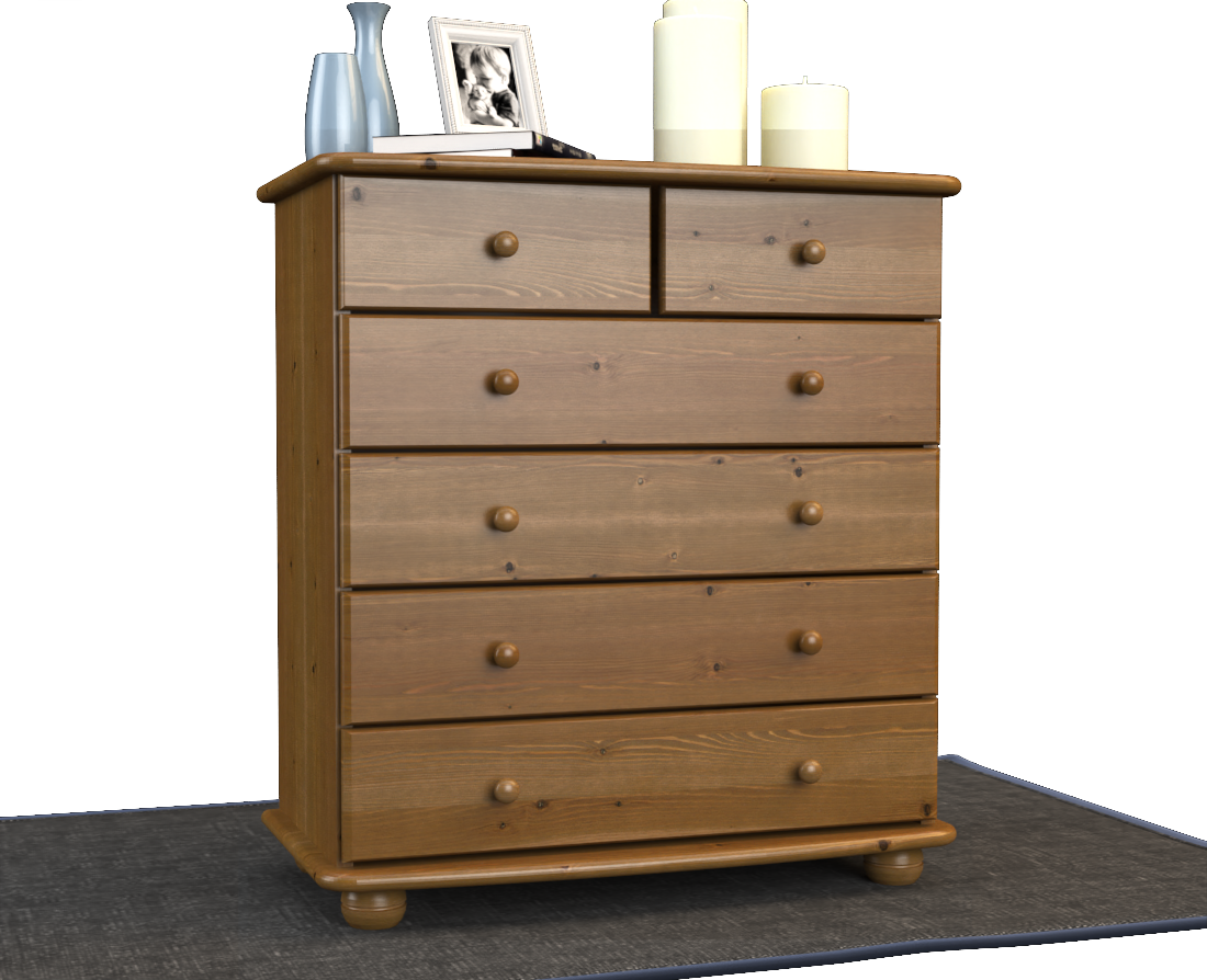 Anika Kommode Sideboard | Anrichte | 6-Schubladen | 100% Bio Kiefer Massivholz