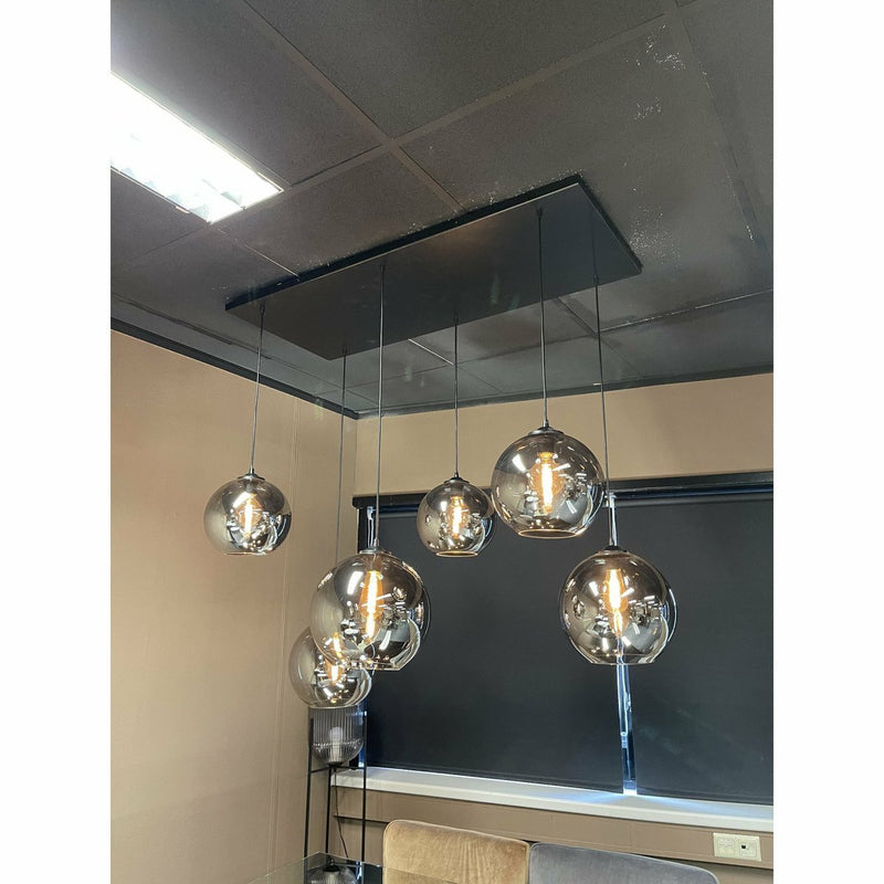 Hanglamp rookglas 6-lichts