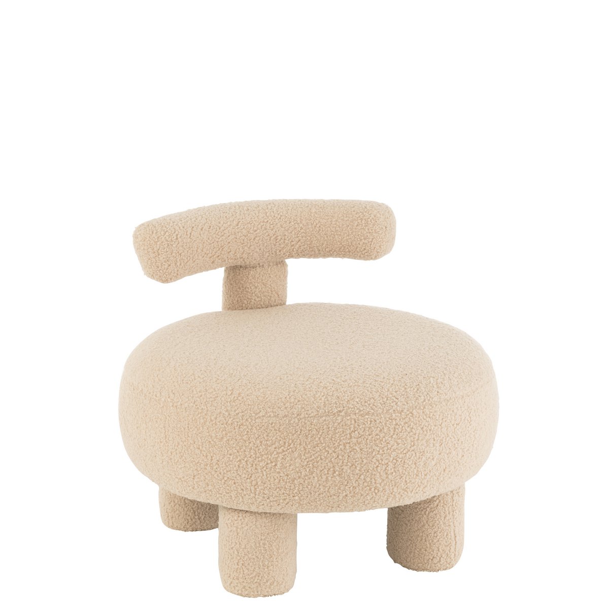 Ronde kruk met rugleuning Bouclé stof Warm Beige 52x52 cm