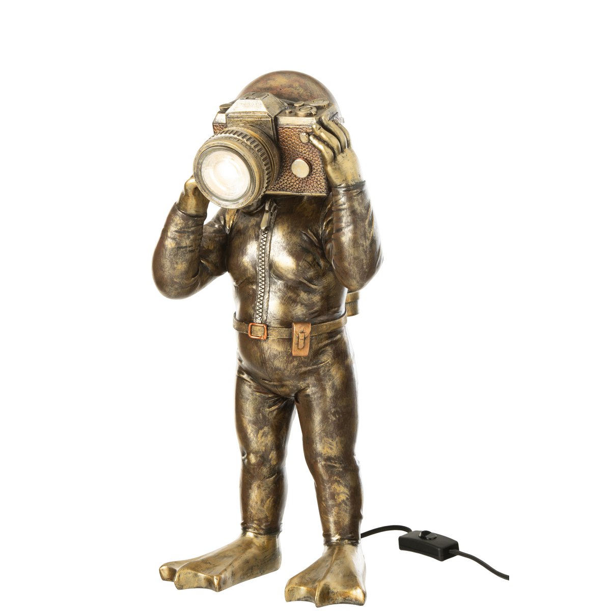 Tischlampe Diver Polyresin Antik Gold