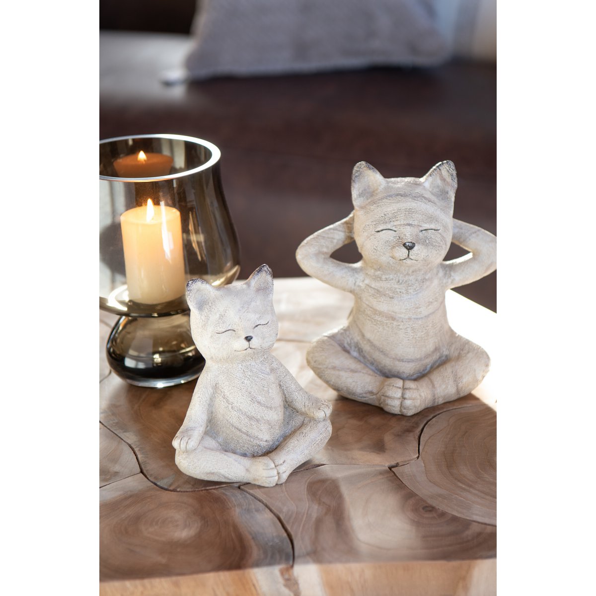 J-Line Set Van 2 Kat Yoga Holz Imitation Gips Naturel