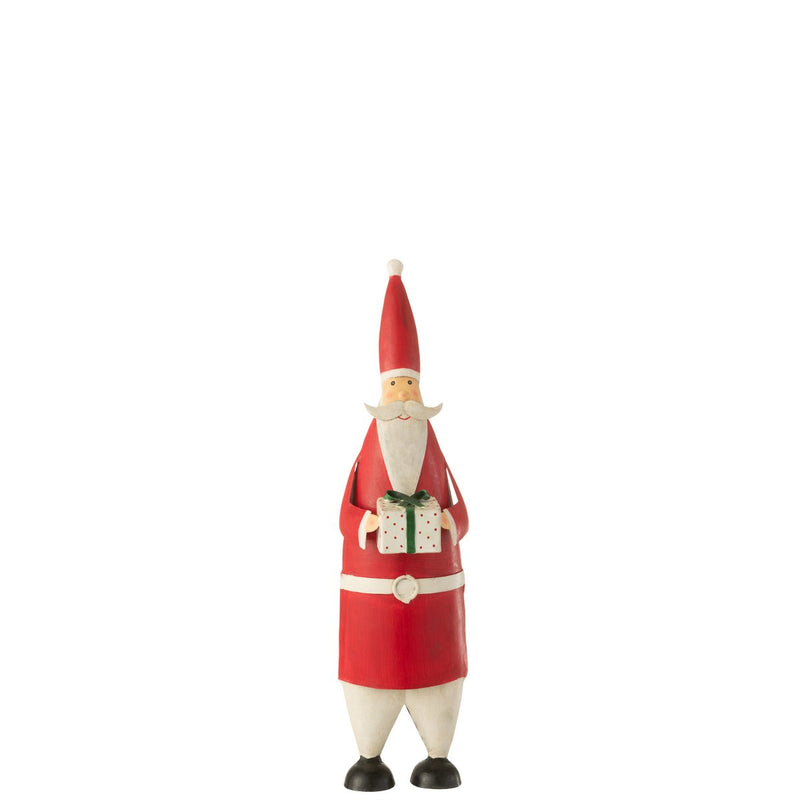 Metalen kerstmanfiguur met cadeau – 44 cm