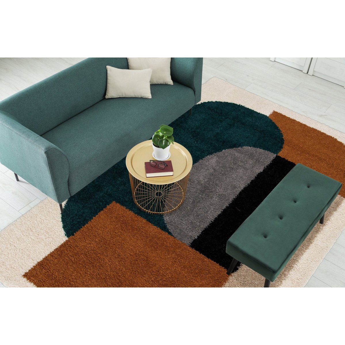 Langes Haar Teppich Design warme Töne Gatsby