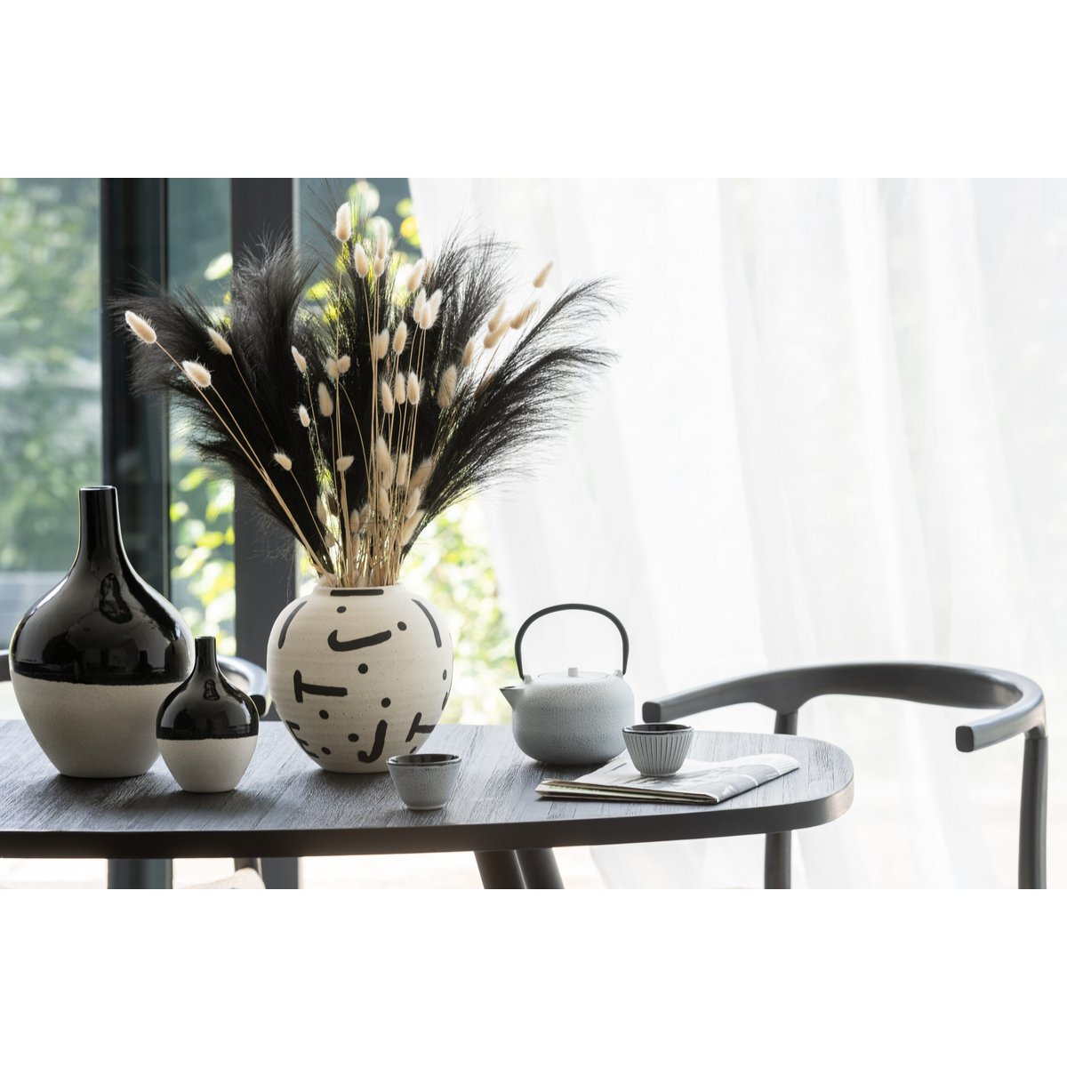 J-Line Vase IVA Porzellan Schwarz/Weiß groß