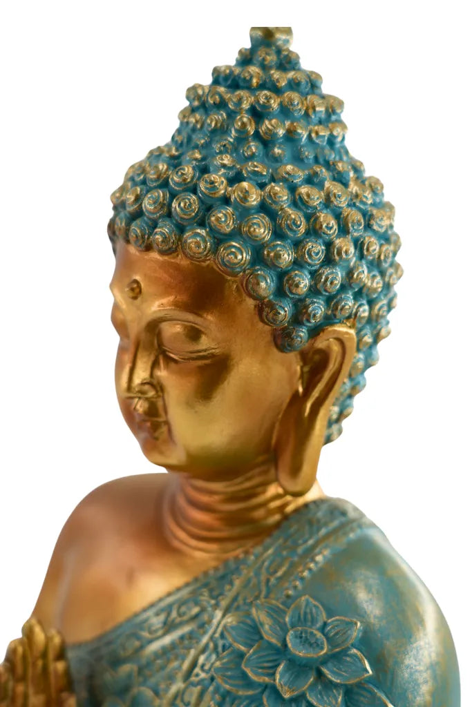 Avalokiteshvara in mint green, elegant Buddha sculpture, 31.5 cm