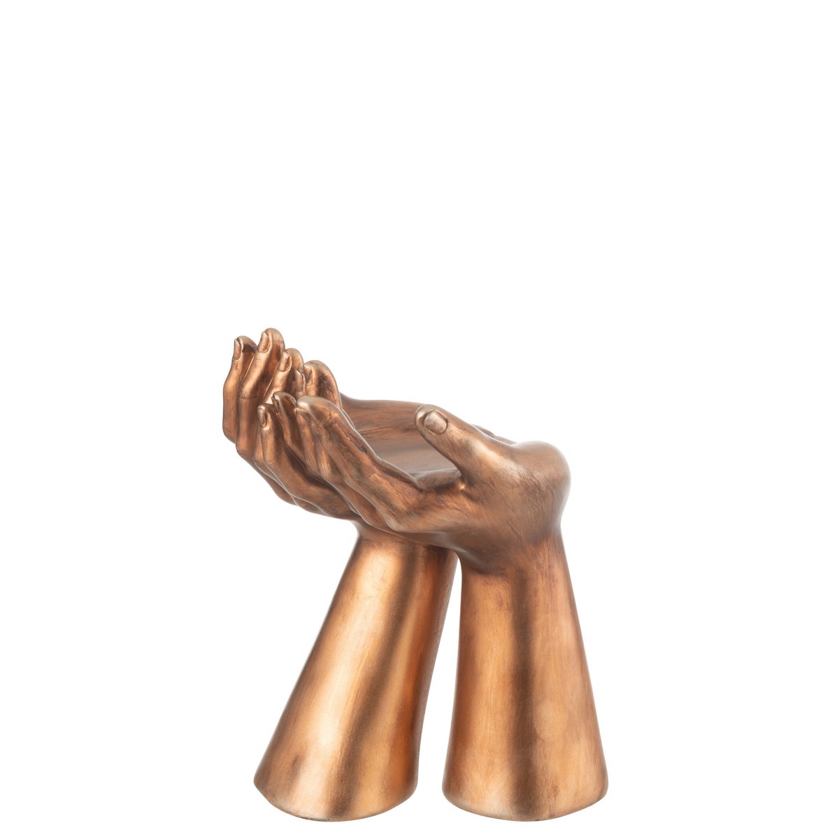 Candle holder hands made of resin in copper look