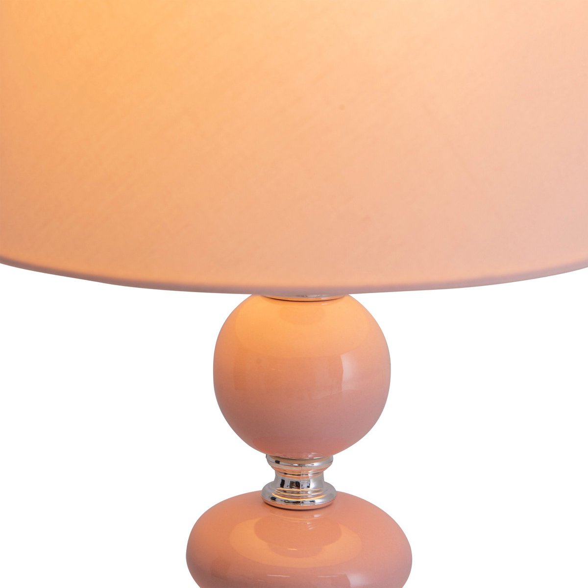 Keramik Tischleuchte "Araga" 36 cm hoch, Tischlampe aus Metall, Keramik, mit Textilschirm, rosa, mit E14-Fassung, Beleuchtung für Esszimmer, Wohnzimmer, Diele oder Büro,