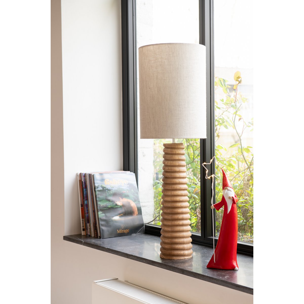 J-Line 2er-Set Weihnachtsmann-LED-Stern aus Kunstharz, weiß/rot