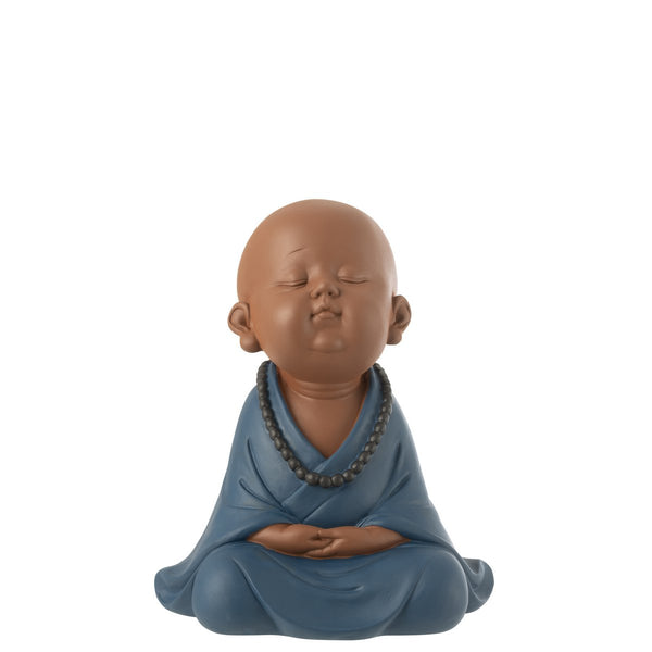 Mönch Zen Figur – Meditative Polyresin Skulptur in Blau