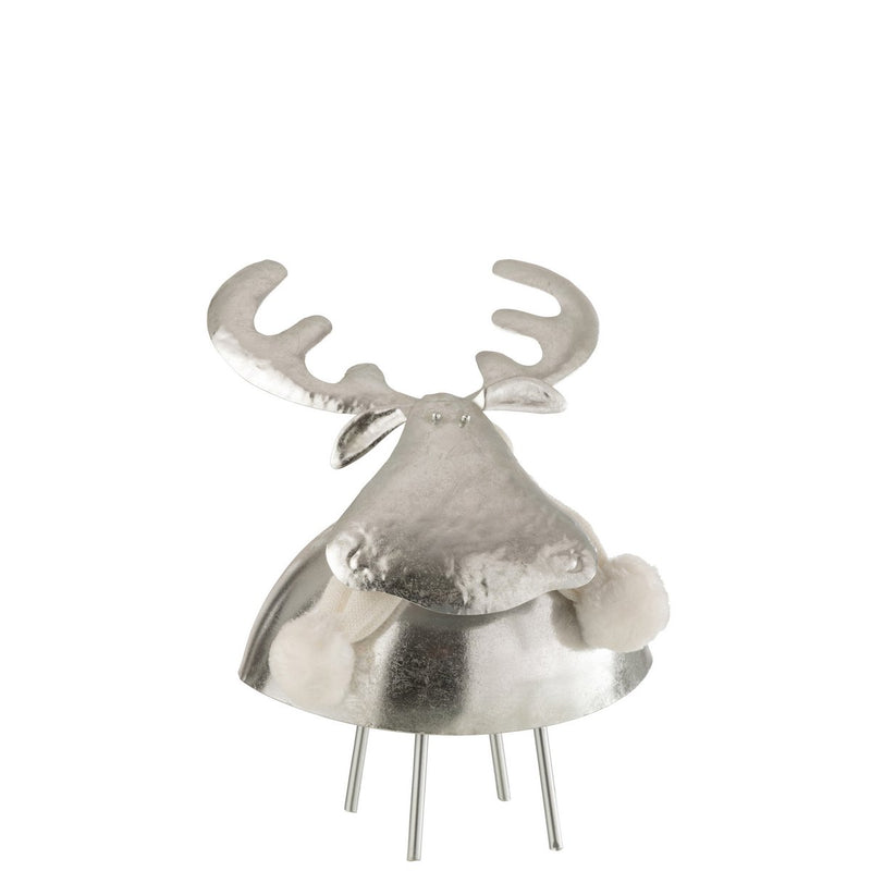 Glanzend metalen hert met fleece details - Large - Zilver/Wit