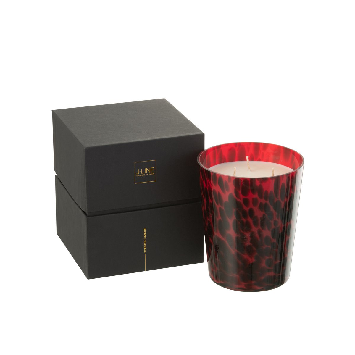 J-Line Duftkerze Noa – Sandelholz – Glas – Rot – mittel – 68U