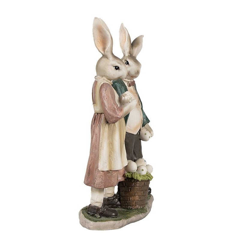 Decorative statue rabbit brown pink green 15x8x26 cm