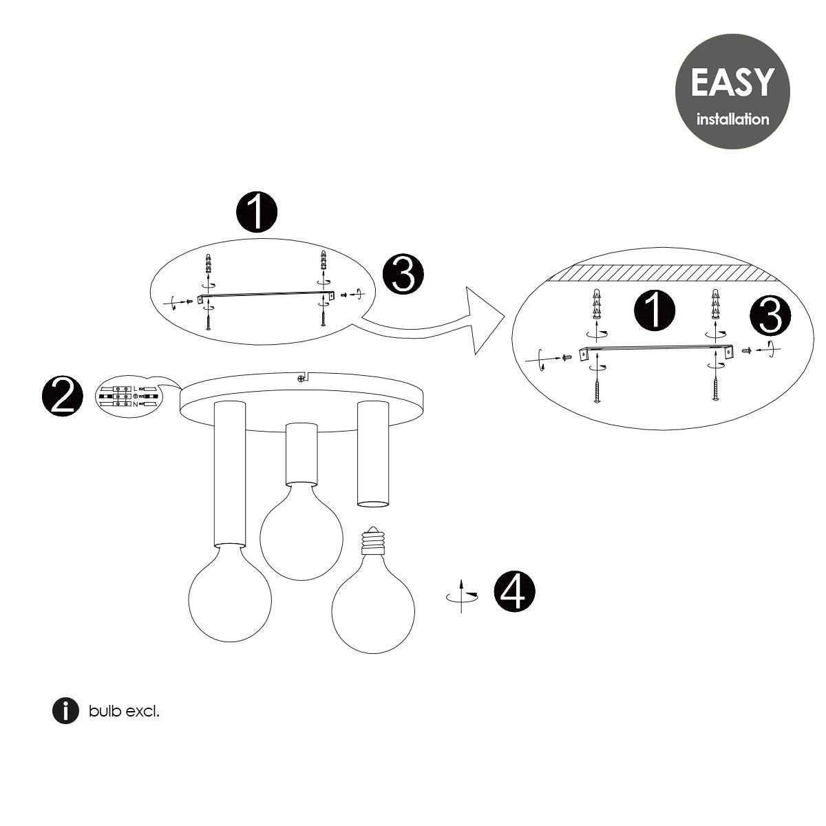 Modern LED ceiling light Marna L 3 lights - White - Round
