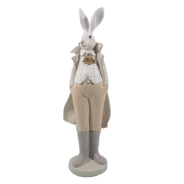 Decorative statue rabbit white, yellow 11x10x37 cm