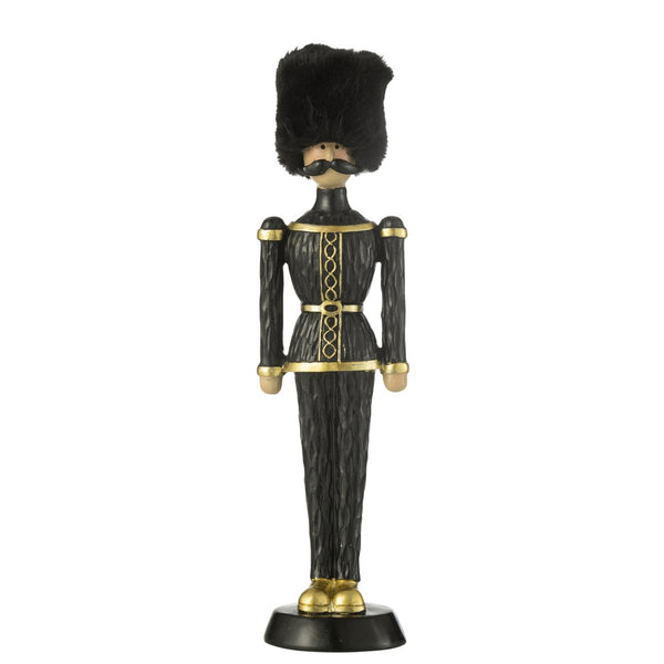 Schwarzer Nussknacker mit Fellhut – 32 cm Polyresin Dekorationsfigur