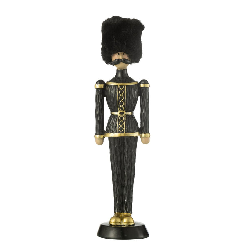 Black Nutcracker with Fur Hat – 32 cm Polyresin Decoration Figure