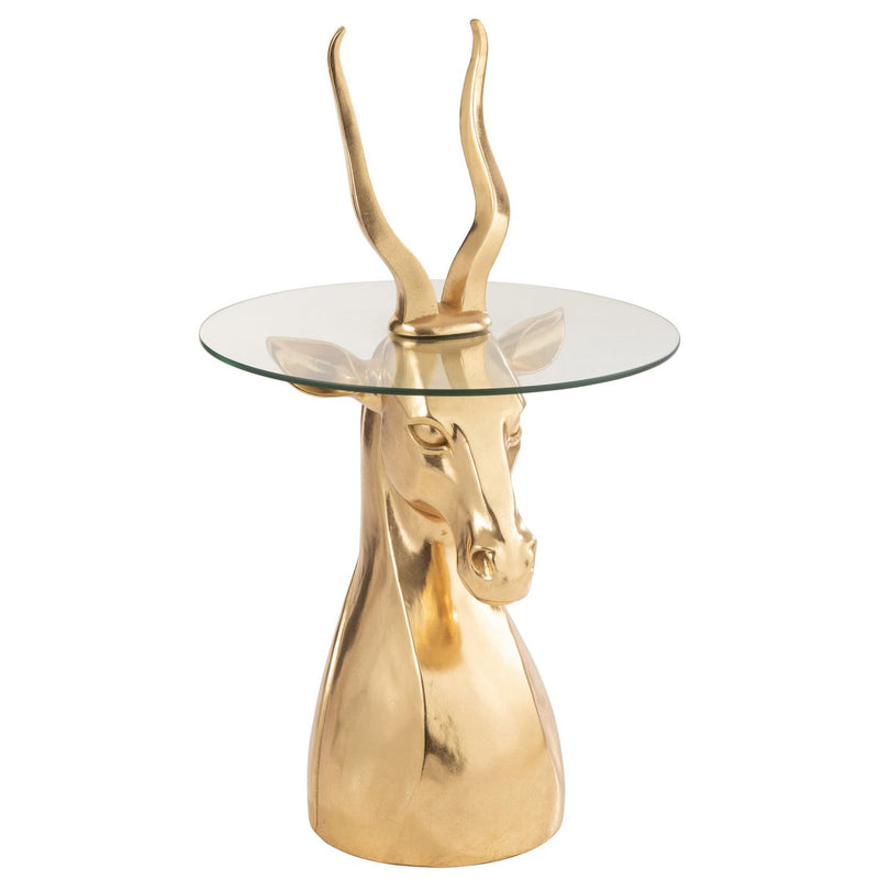 Bijzettafel Antelope polyresin glas goud 83 cm