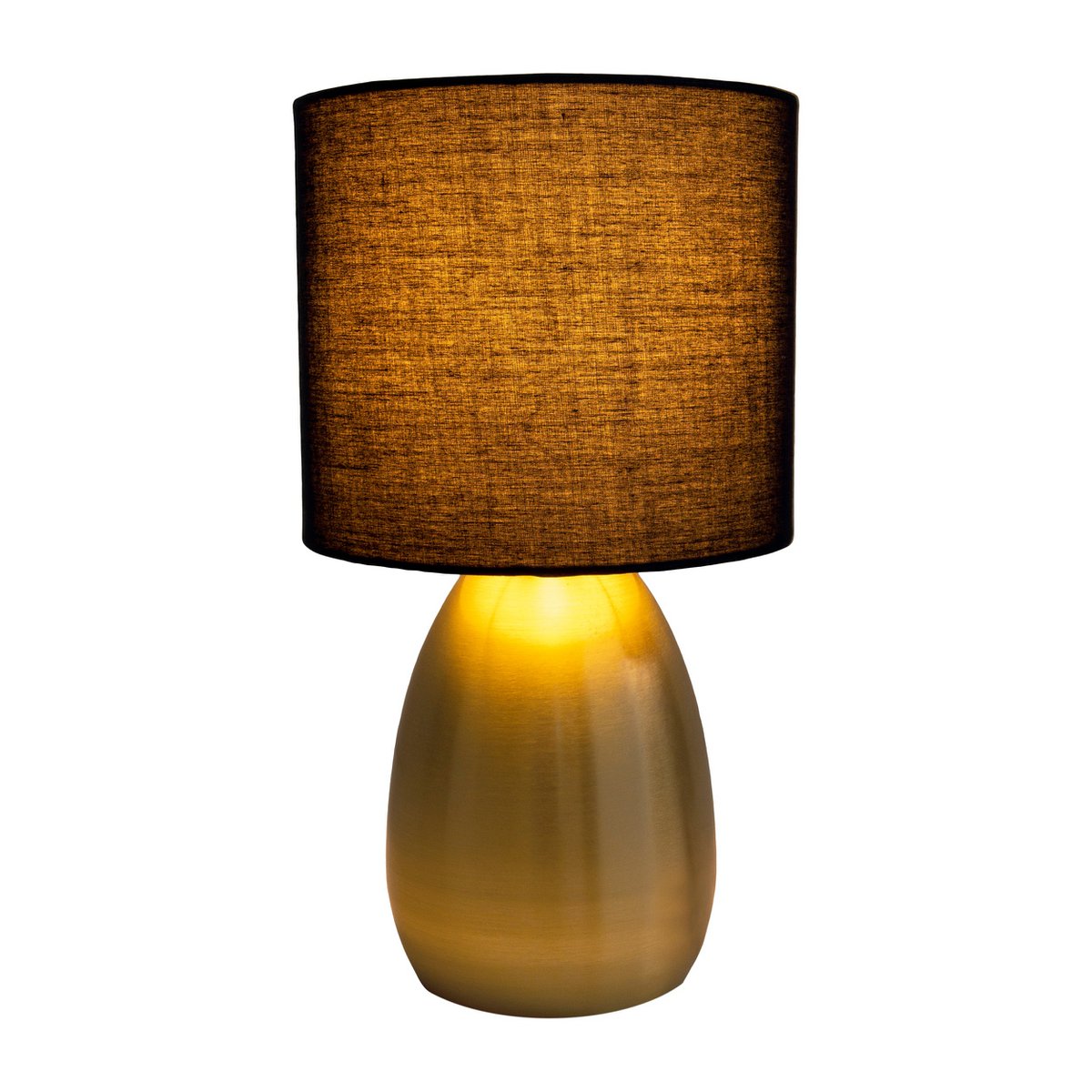 Tischleuchte "AURUM" 33 cm hoch in Gold/schwarz, aus Metall und Textil, mit E14-Fassung, Beleuchtung für Esszimmer, Wohnzimmer, Diele oder Büro