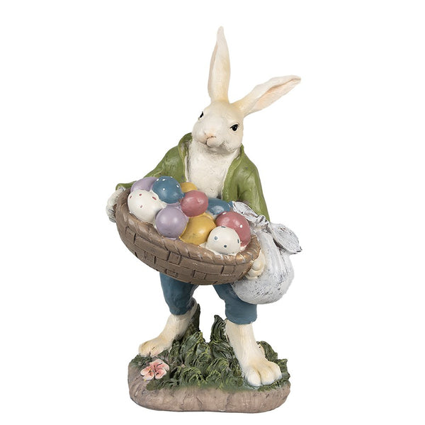 Decorative statue rabbit beige green blue 18x16x32 cm