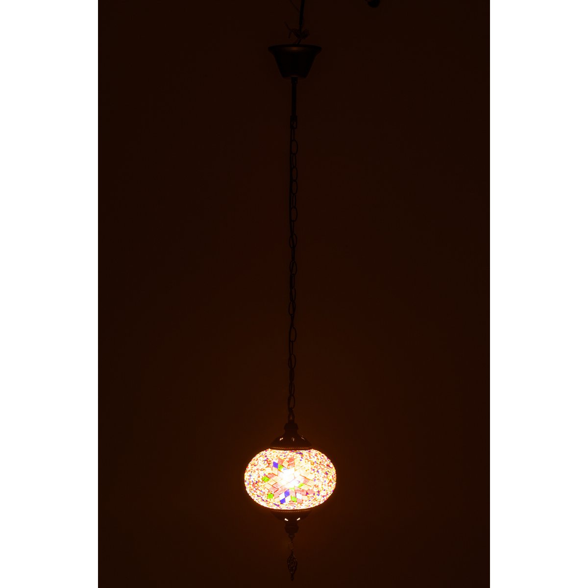 Oriental hanging lamp with mosaic – pendant light in orange