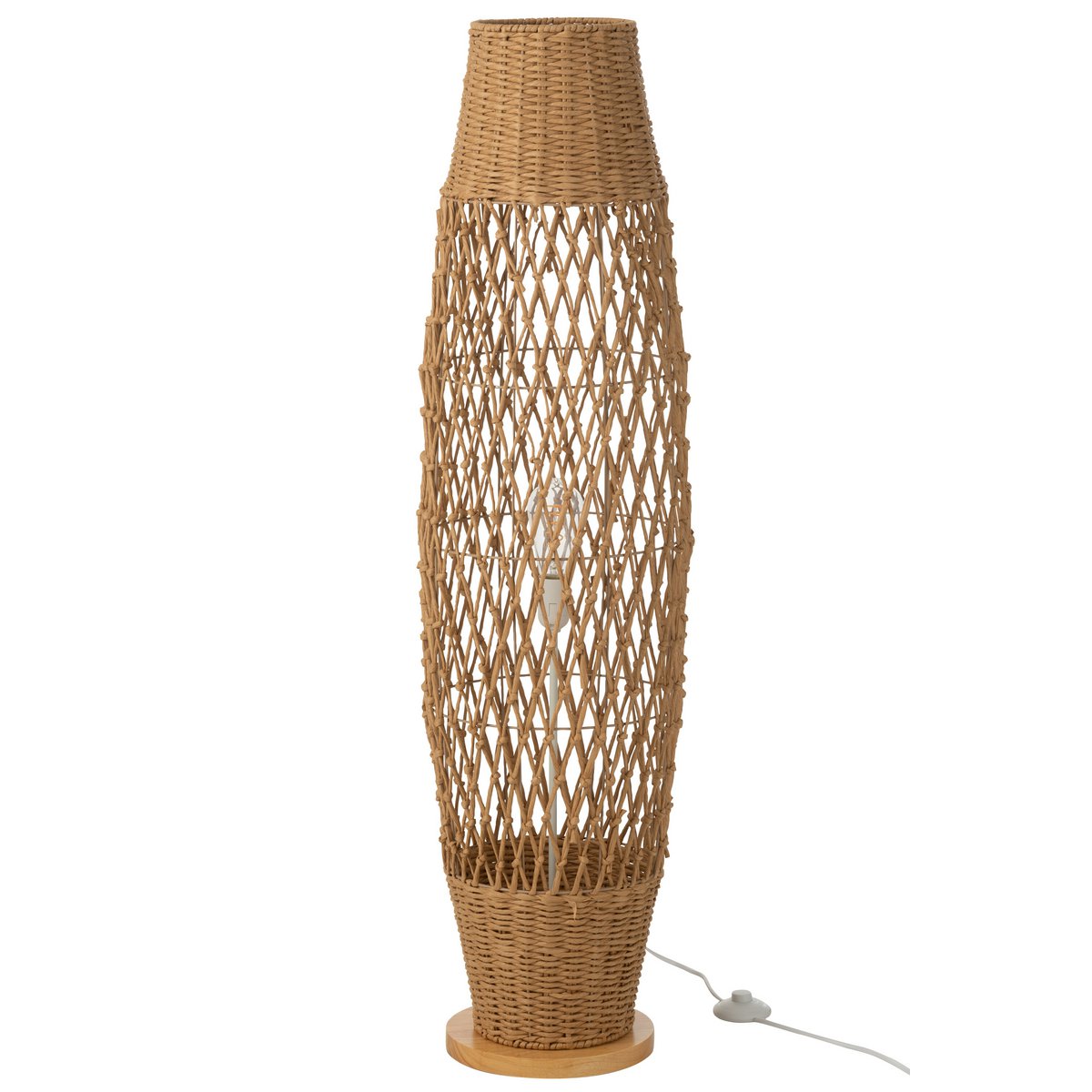 Vloerlamp in natuurlijke look van metaal, gedraaid design