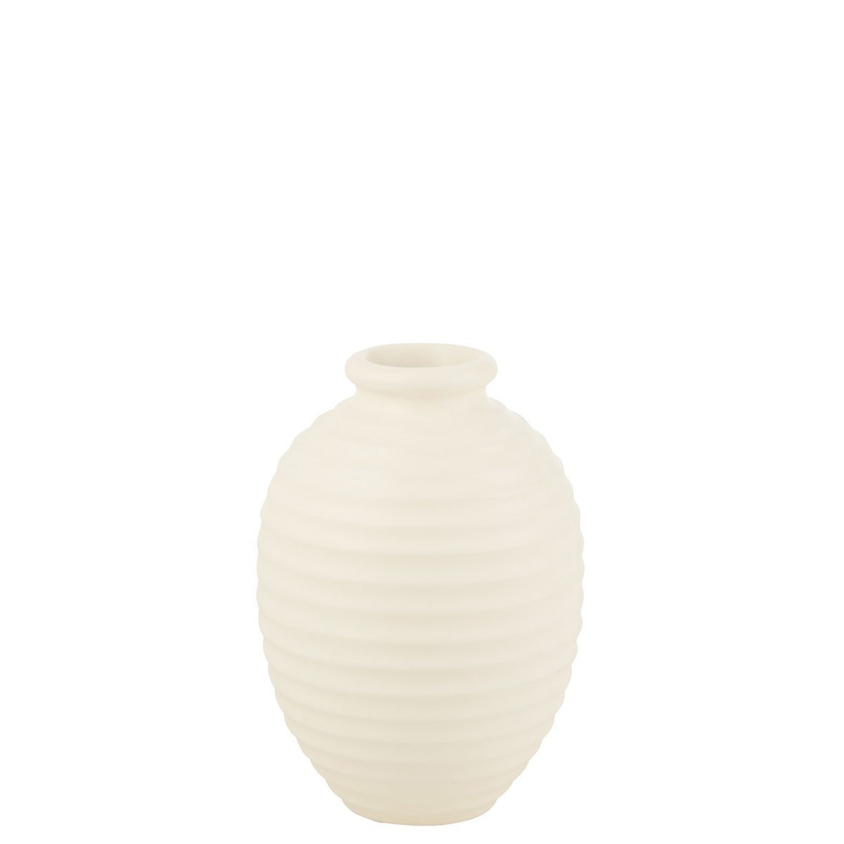 J-Line Blumentopf Oval Terrakotta – Keramik – Weiß – klein