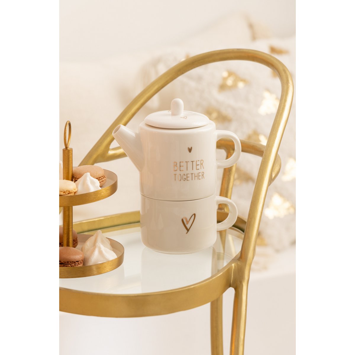 J-Line Thepot + Thetas Herz-Geschenkbox, Keramik, Weiß