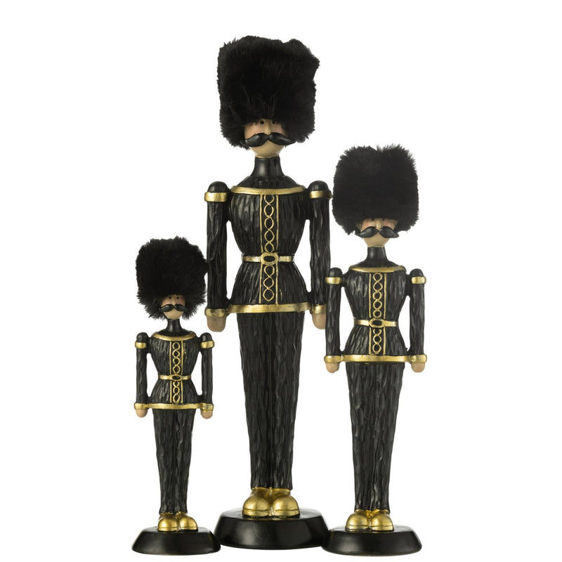 Black Nutcracker with Fur Hat – 32 cm Polyresin Decoration Figure