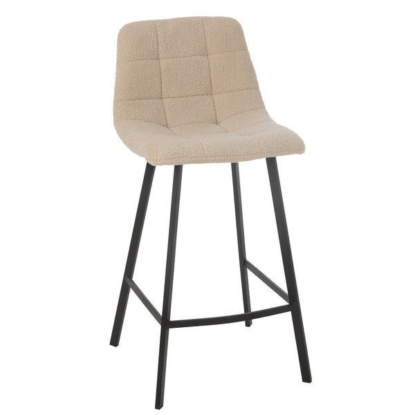 Barstoel Kent met metalen frame en polyester bekleding in beige 95 cm