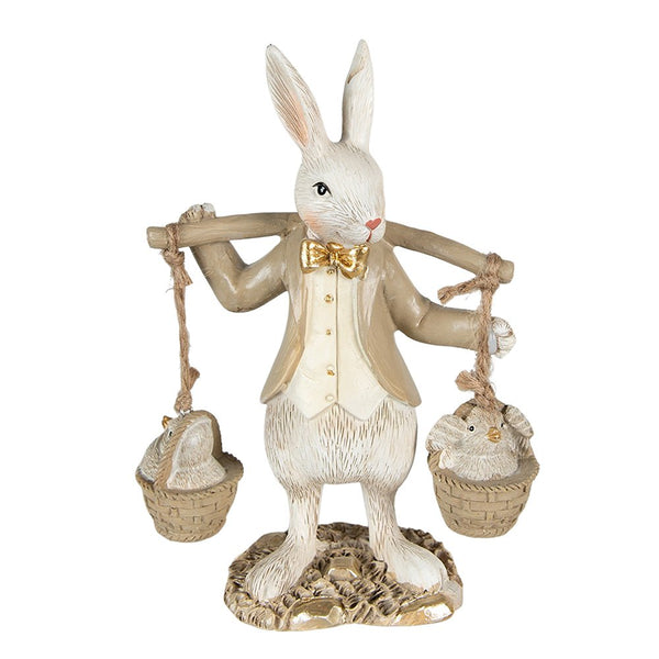 Decorative Statue Rabbit Beige, Brown 12x6x17 cm