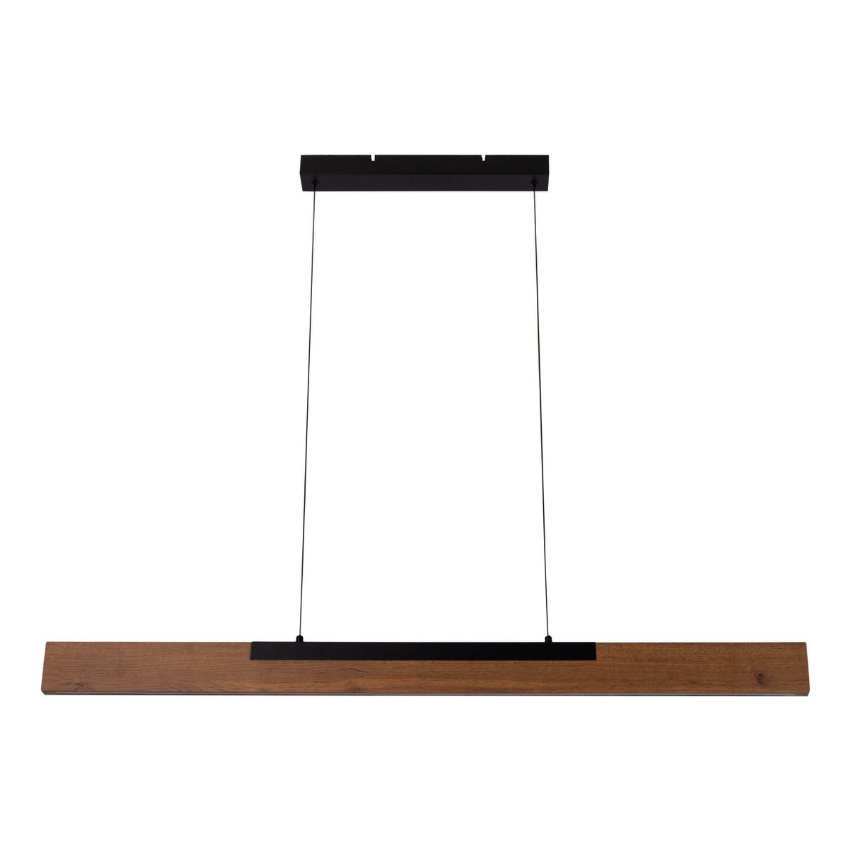 LED Pendelleuchte "WILMA" aus Metall und Holz (MDF) in Schwarz und Braun, ca. 122,2 cm lang, ca. 150 cm hoch, höhenverstellbar, mit integriertem Leuchtmittel, dimmbar, mit Memory-Effekt