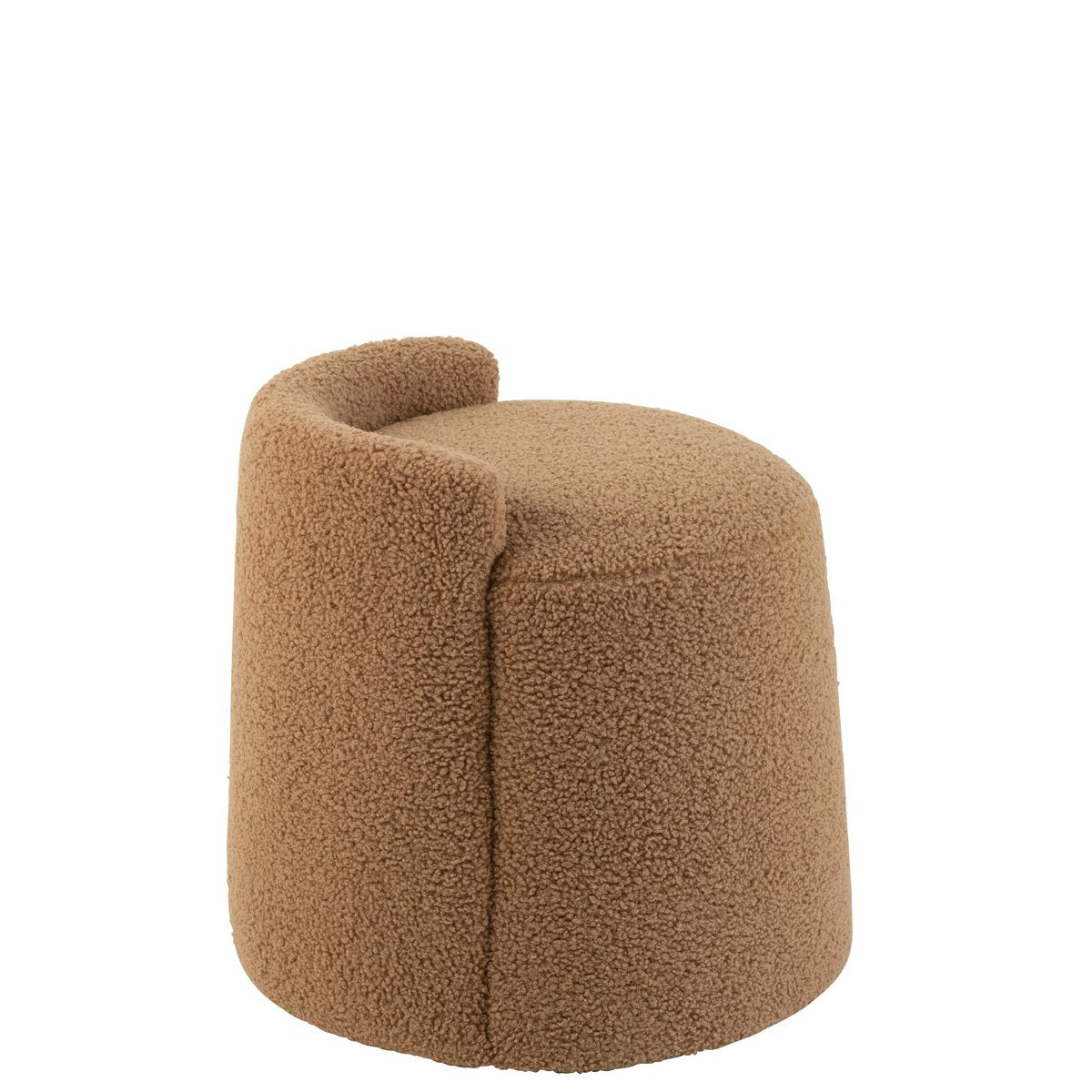 J-Line Poef Teddy Round+RugleUing Bouclé Camel